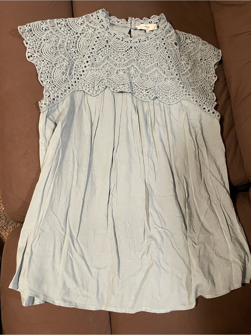 Entro Sleeveless Lace Yoke  Top